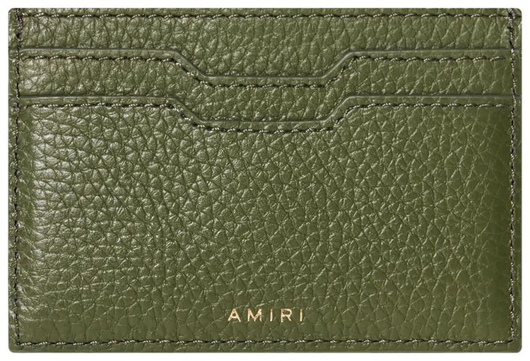 Amiri Pebbled MA Plate Bifold Wallet Olive