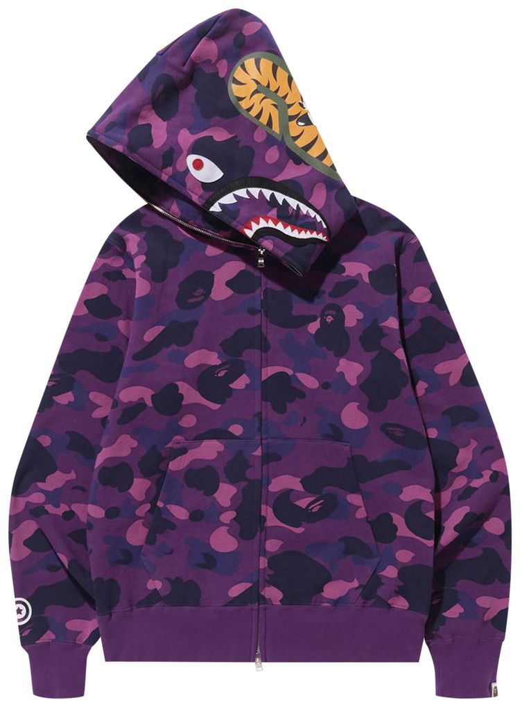 BAPE Color Camo Shark Full Zip Hoodie Purple