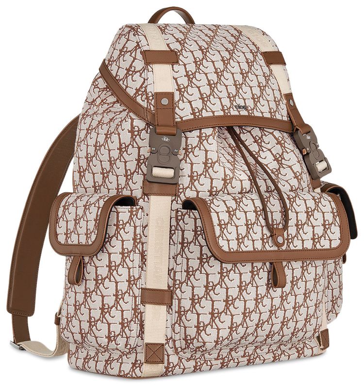 Dior x Cactus Jack Oblique Jacquard Hit The Road Backpack Coffee