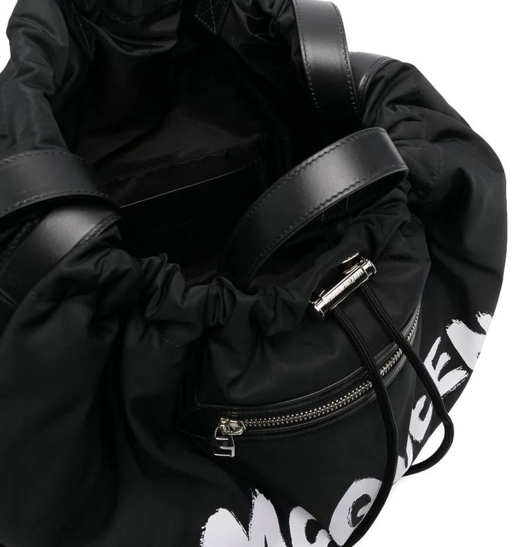 Alexander McQueen Large Drawstring Bag BlackOptic White