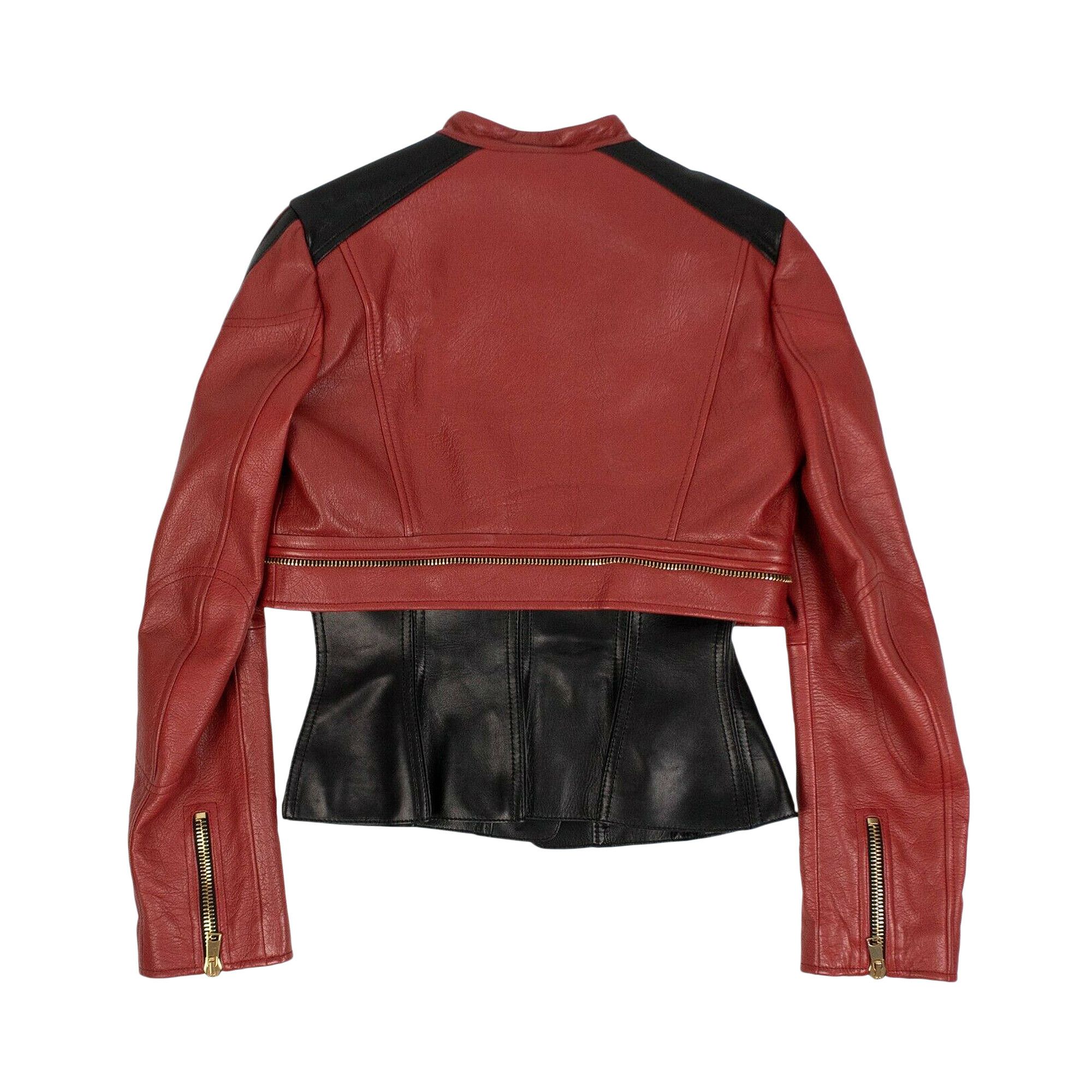 Buy Alexander McQueen Peplum Biker Jacket 'Red/Black