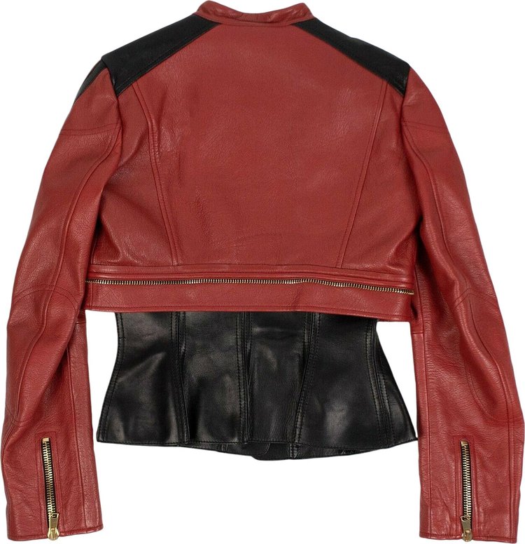 Alexander McQueen Peplum Biker Jacket RedBlack