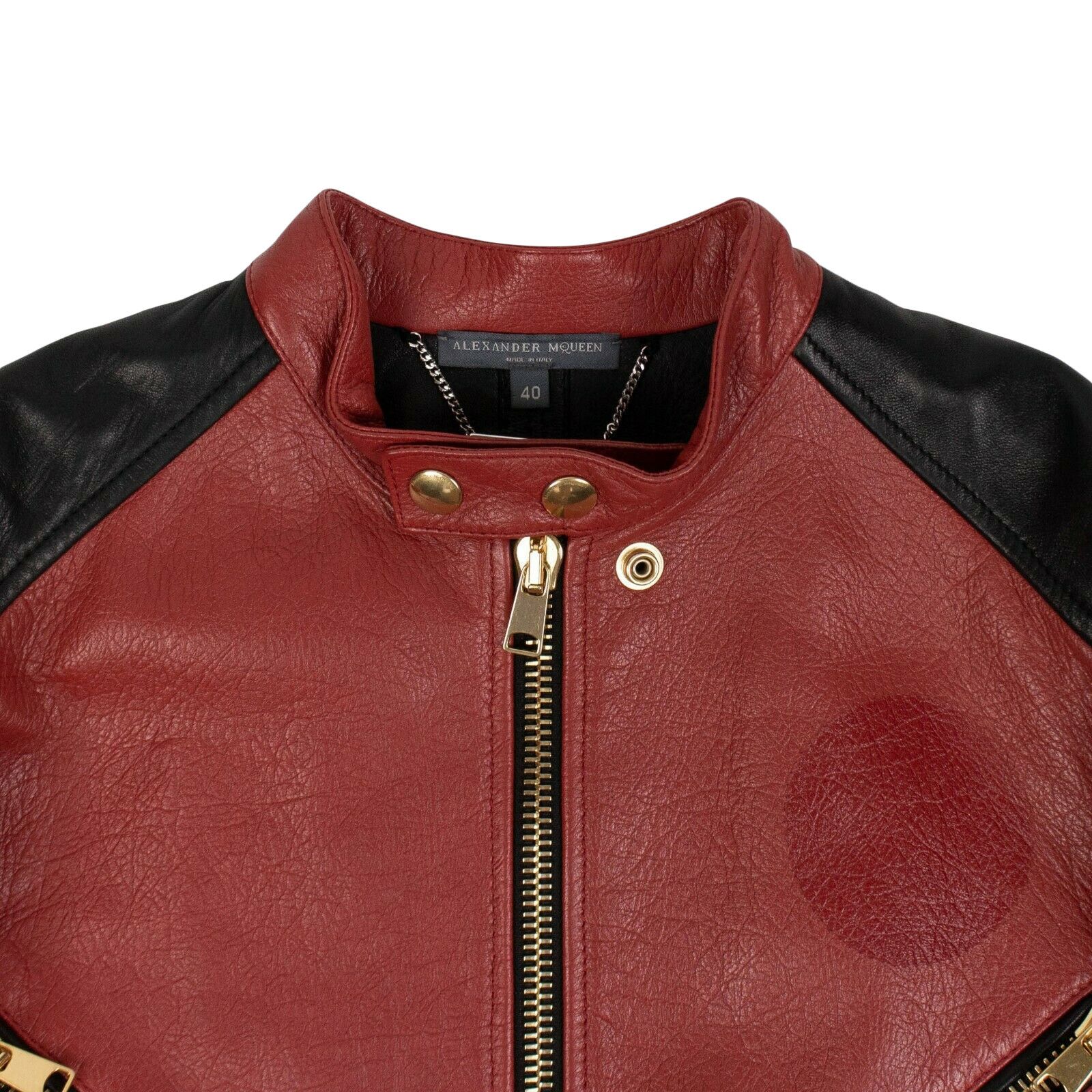 Buy Alexander McQueen Peplum Biker Jacket 'Red/Black