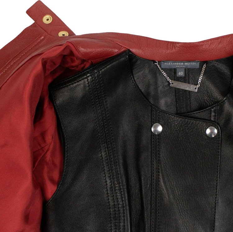 Alexander McQueen Peplum Biker Jacket RedBlack