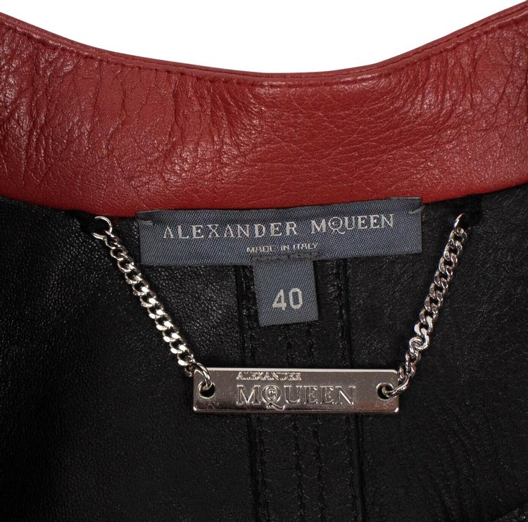 Alexander McQueen Peplum Biker Jacket RedBlack