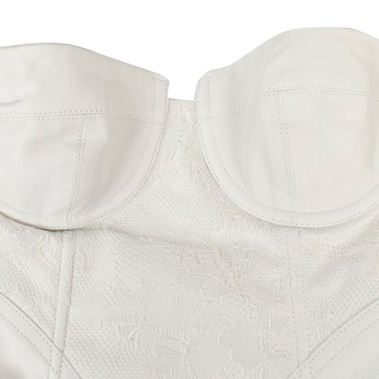 Amiri Leather And Lace Corset Top White