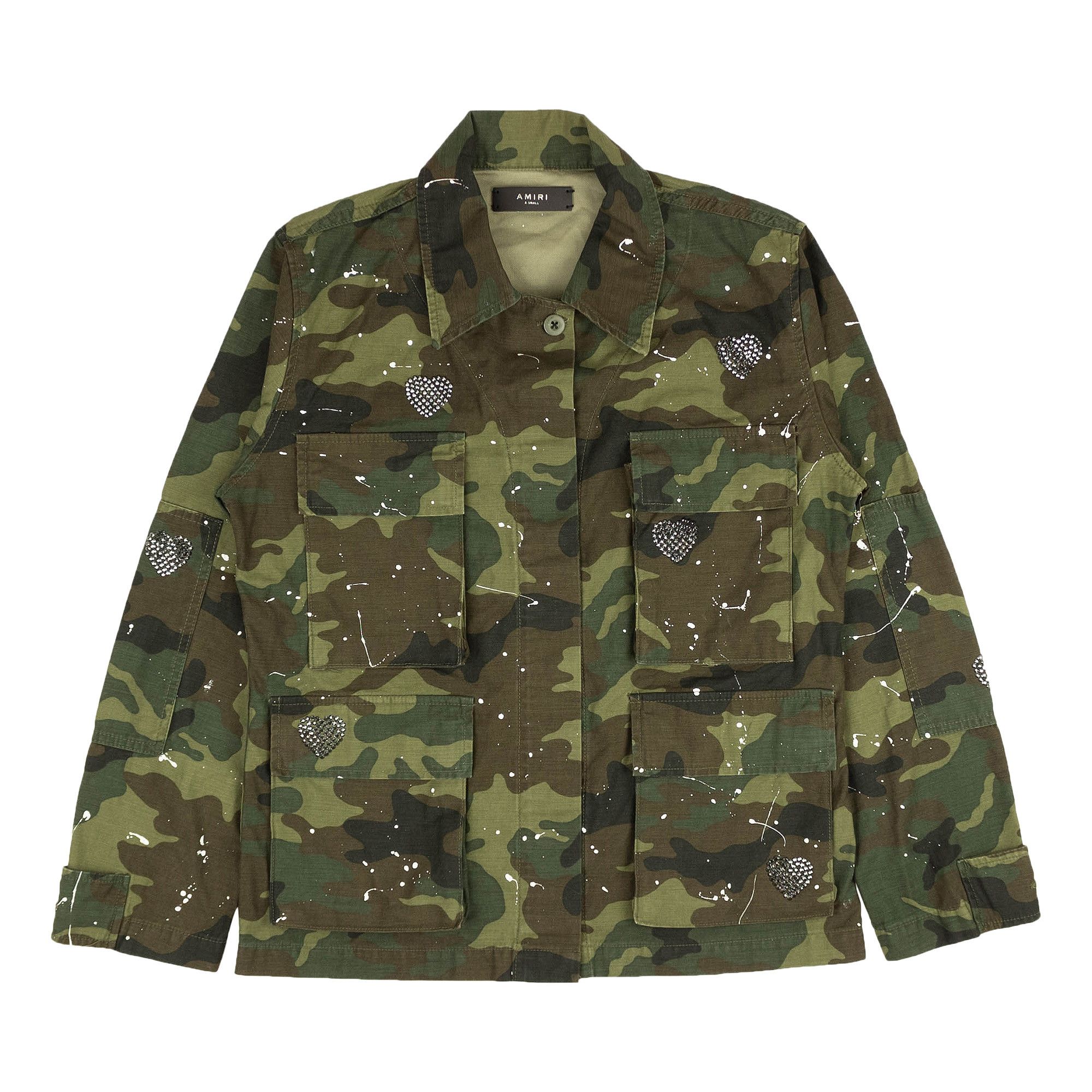 Buy Amiri Crystal Field Jacket Green Camo WOFLD CRYCAM GREE GOAT