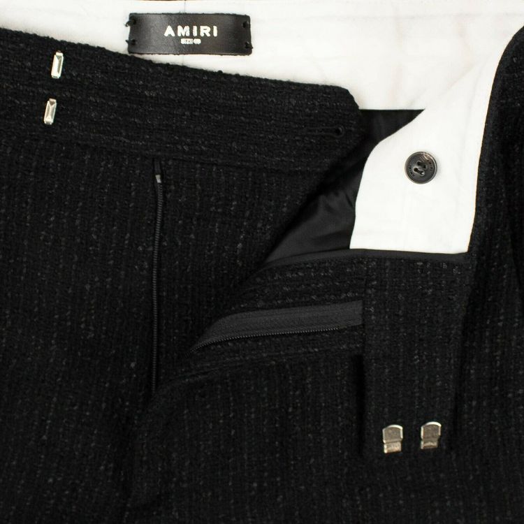 Amiri Wool Boucle Skinny Cropped Track Pants Black