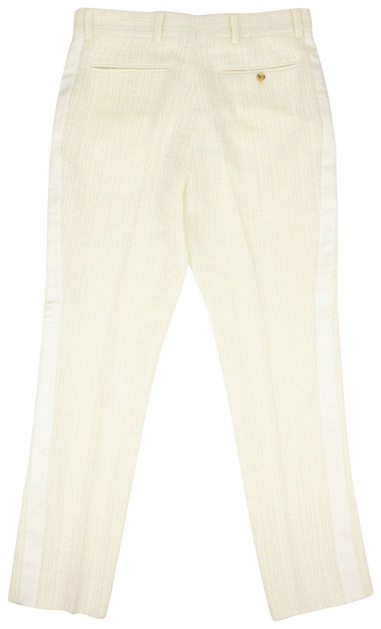 Amiri Wool Boucle Skinny Cropped Track Pants Ivory