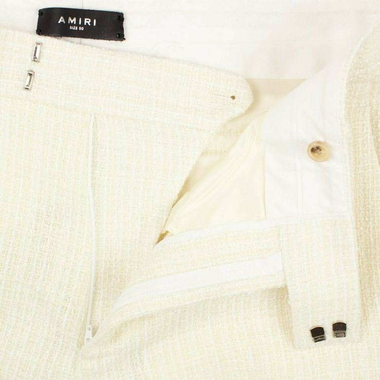 Amiri Wool Boucle Skinny Cropped Track Pants Ivory