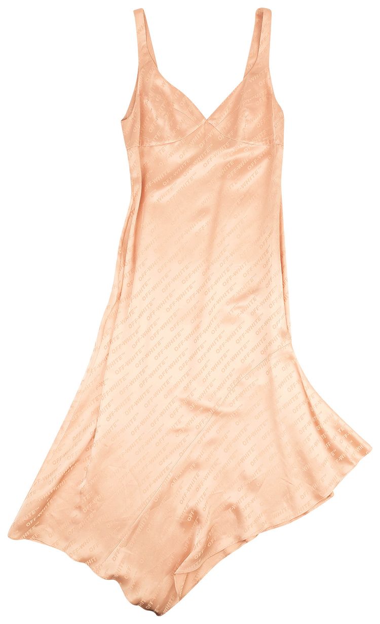 Off White Logo Silk Dress Pink