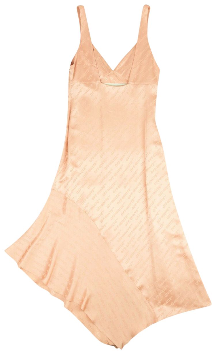 Off White Logo Silk Dress Pink