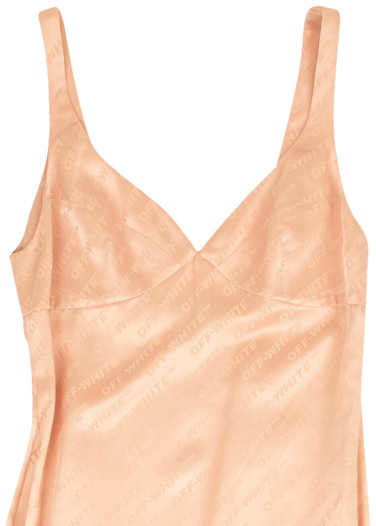 Off White Logo Silk Dress Pink
