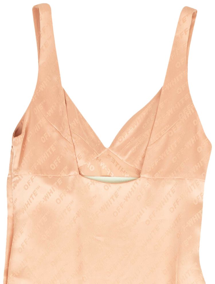 Off White Logo Silk Dress Pink