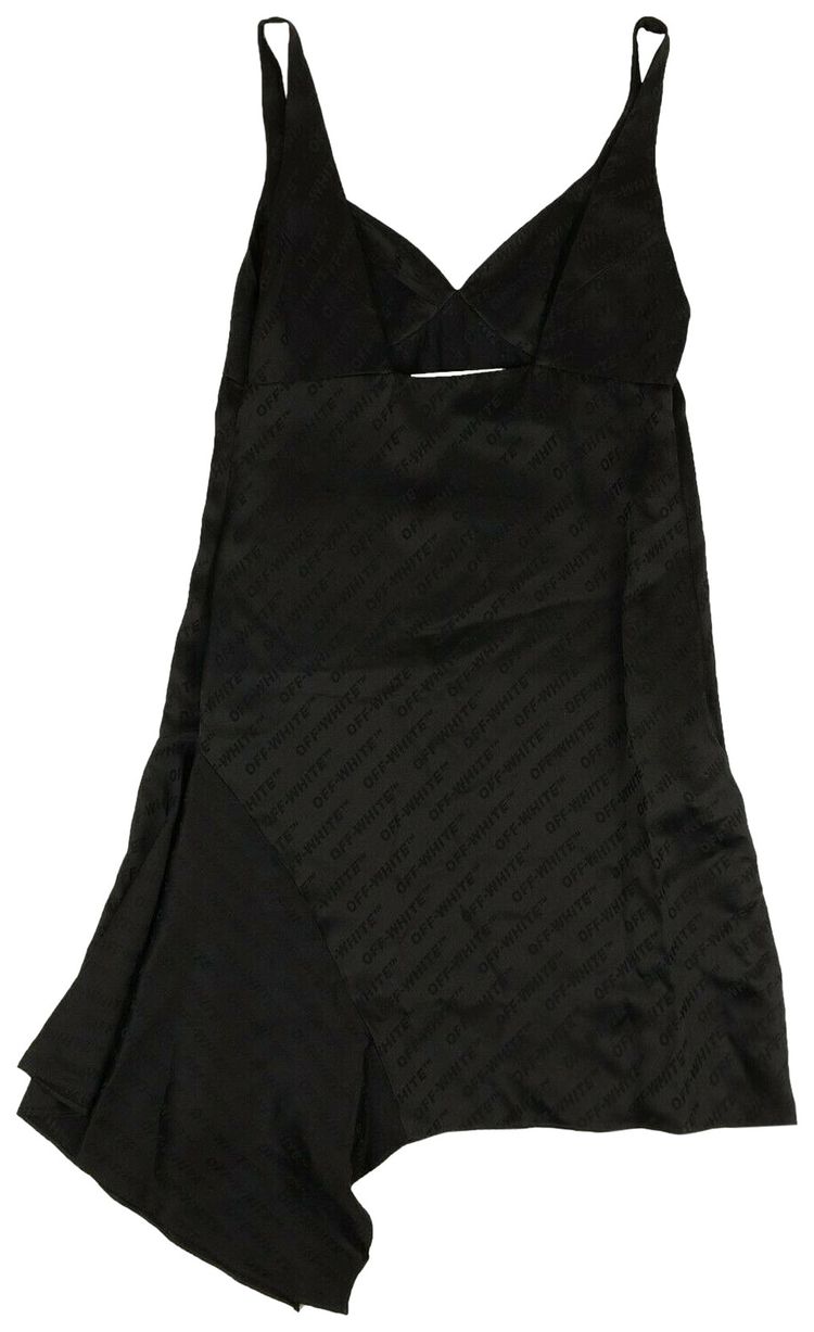 Off White Logo Slip Dress Black