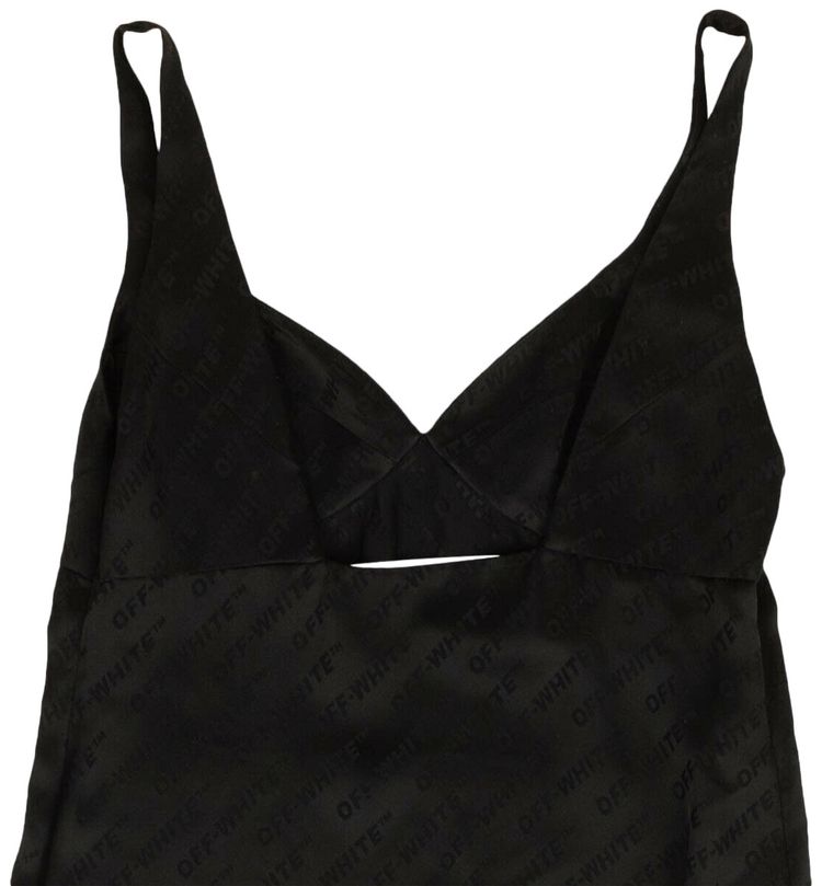 Off White Logo Slip Dress Black
