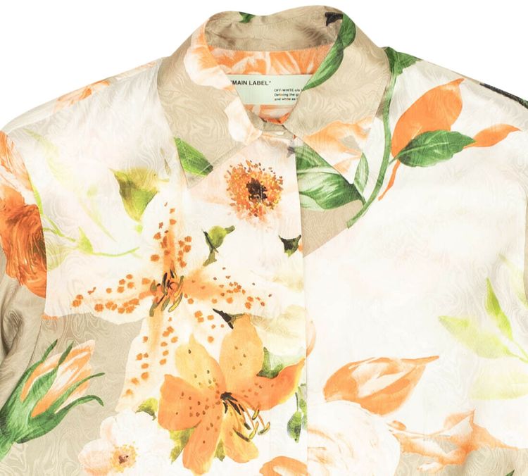 Off White Floral Silk Shirt Multicolor