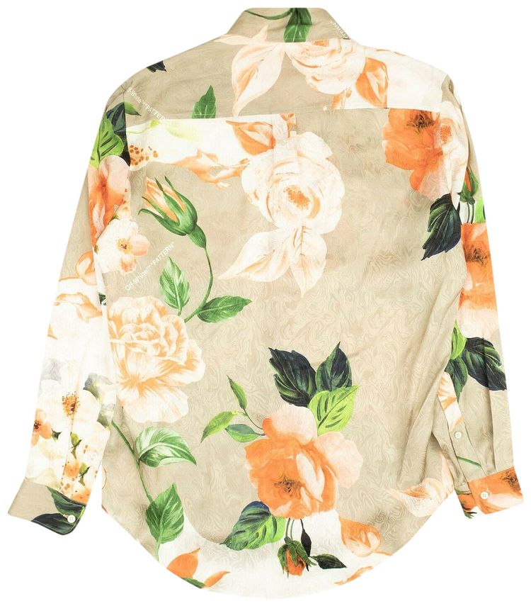 Off White Floral Silk Shirt Multicolor