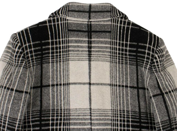 Off White Wool Check Coat WhiteBlack