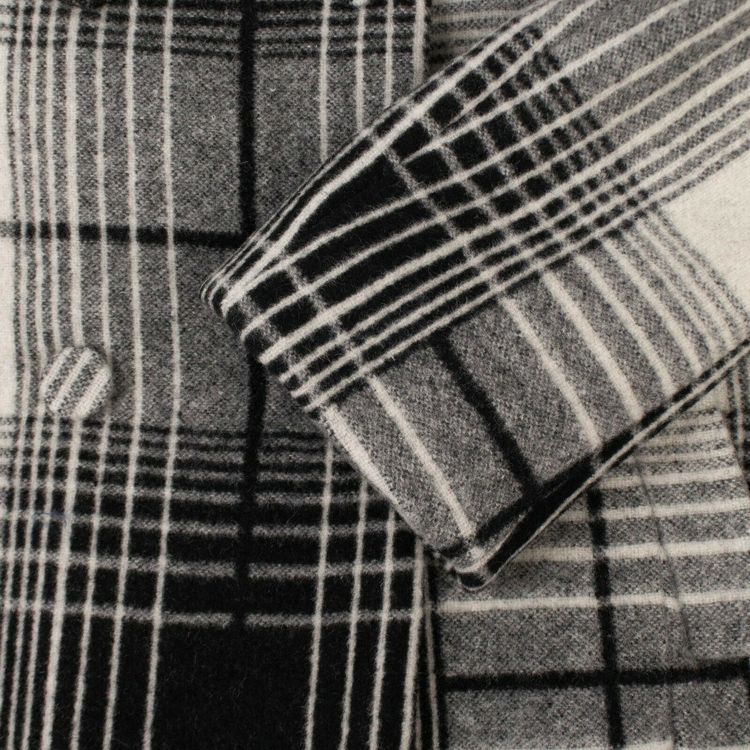Off White Wool Check Coat WhiteBlack