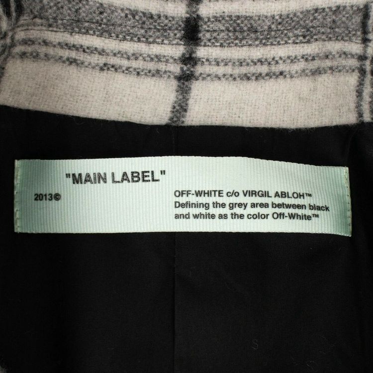 Off White Wool Check Coat WhiteBlack