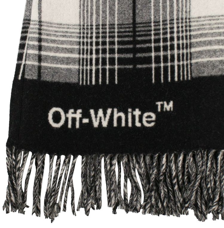 Off White Wool Check Coat WhiteBlack