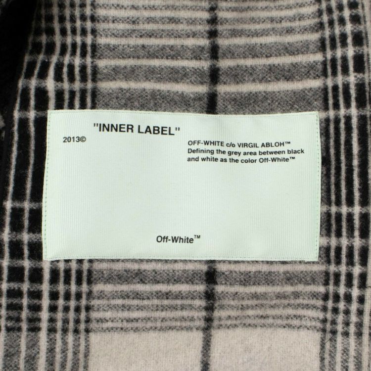 Off White Wool Check Coat WhiteBlack