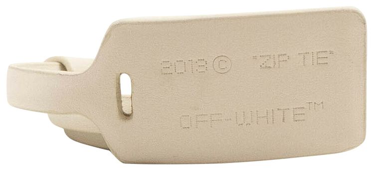 Off White Leather Zip Tie Belt White