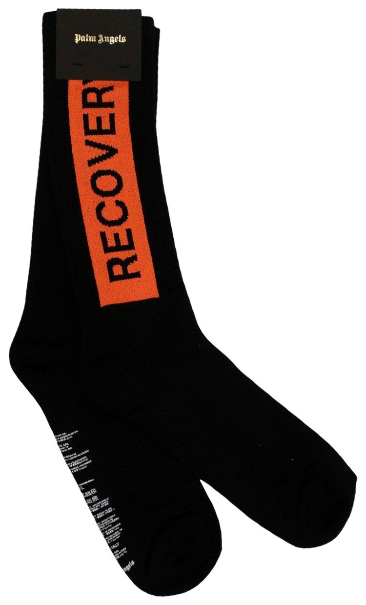 Palm Angels Cotton Intarsia Recovery Crew Socks Black