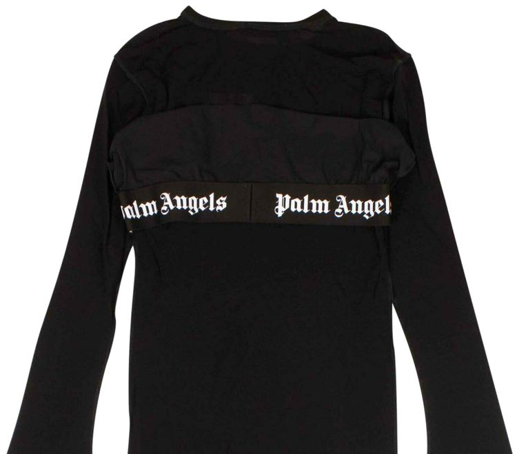 Palm Angels Semi Sheer Tulle Logo Band Dress Black