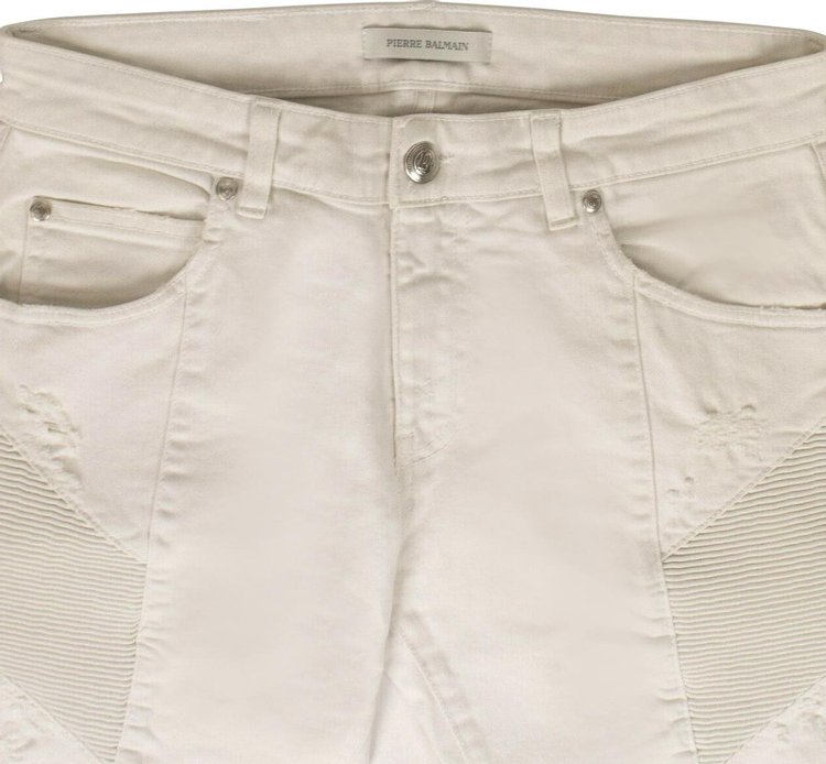 Balmain Distressed Jeans Pants White