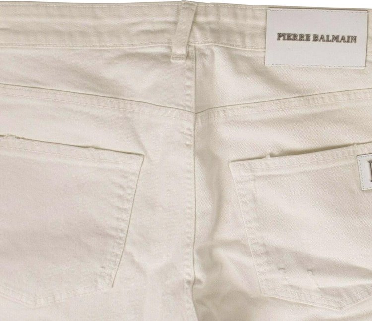 Balmain Distressed Jeans Pants White