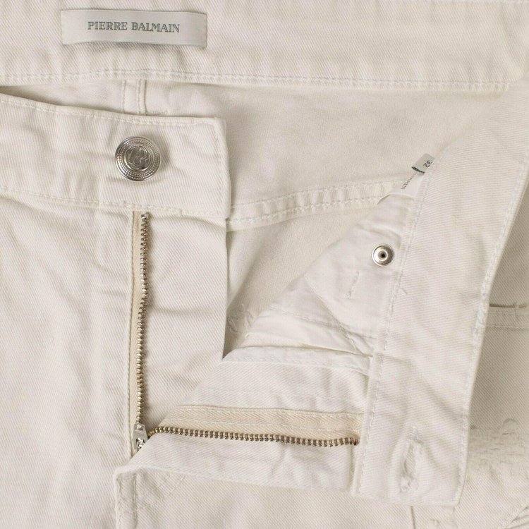 Balmain Distressed Jeans Pants White