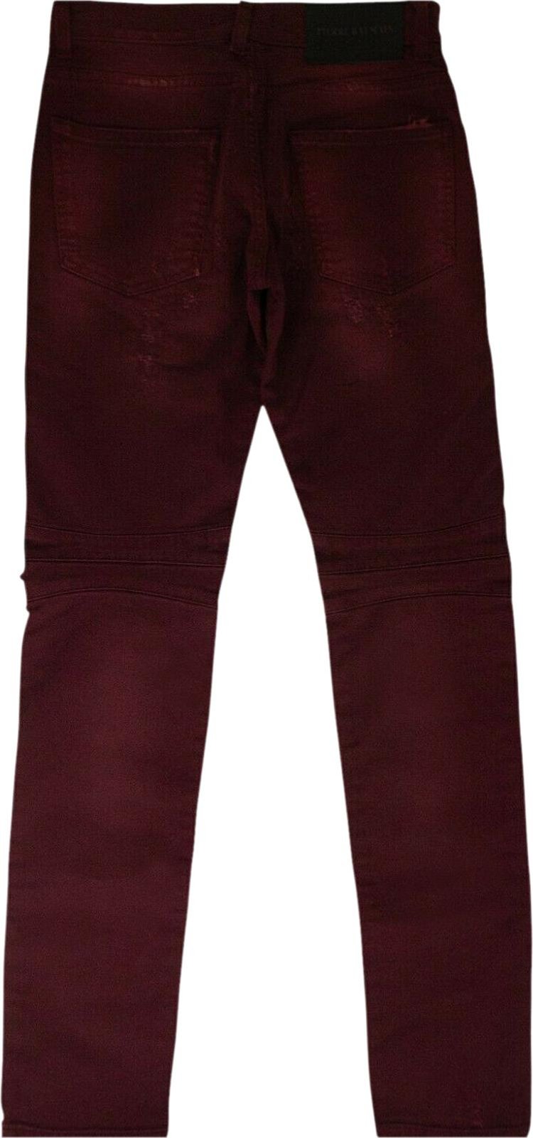 Balmain Distressed Denim Pants Burgundy