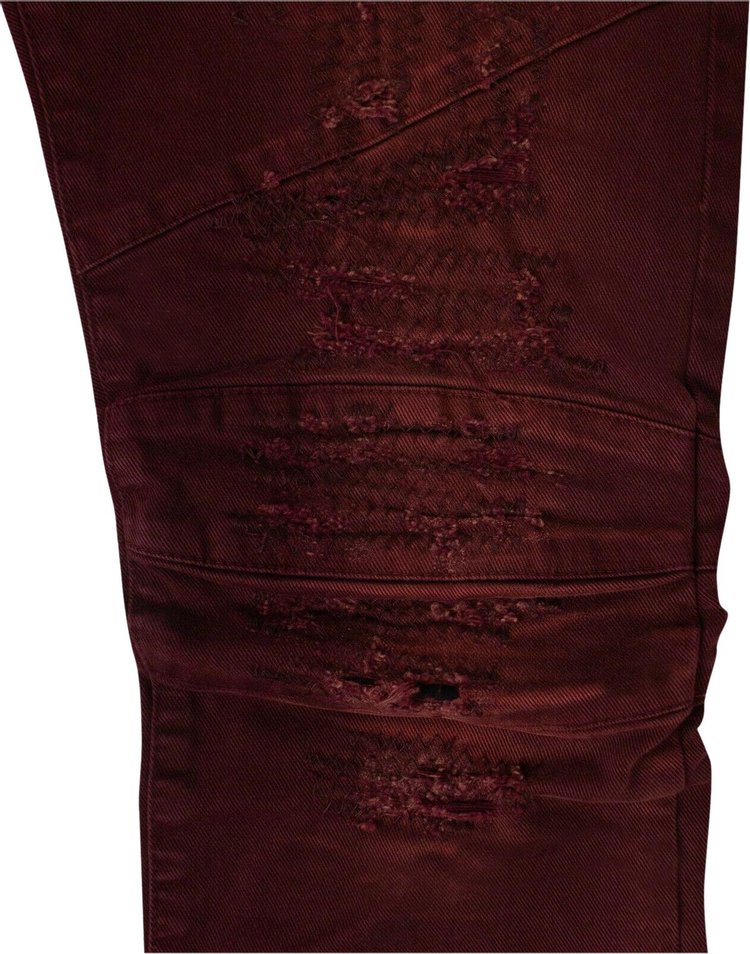 Balmain Distressed Denim Pants Burgundy