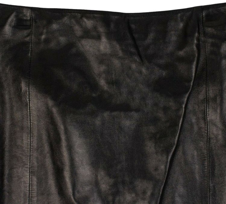 Saint Laurent Leather Fitted Knee Length Skirt Black