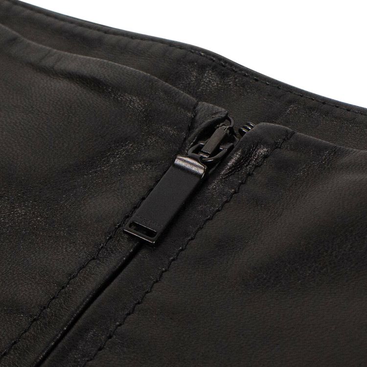 Saint Laurent Leather Fitted Knee Length Skirt Black