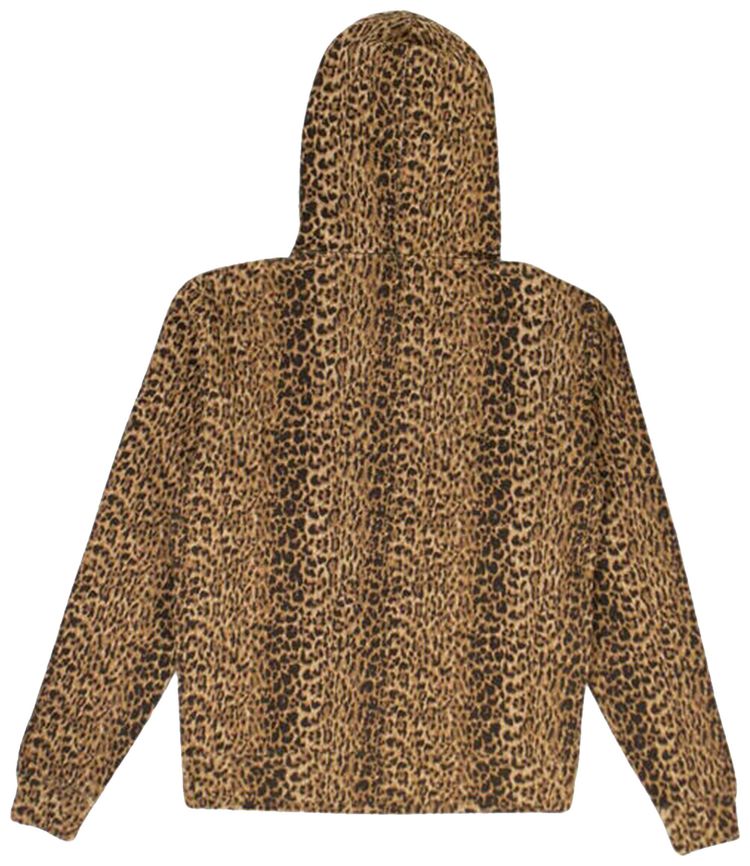 Saint Laurent Leopard Print Monogram Hoodie Sweatshirt Camel