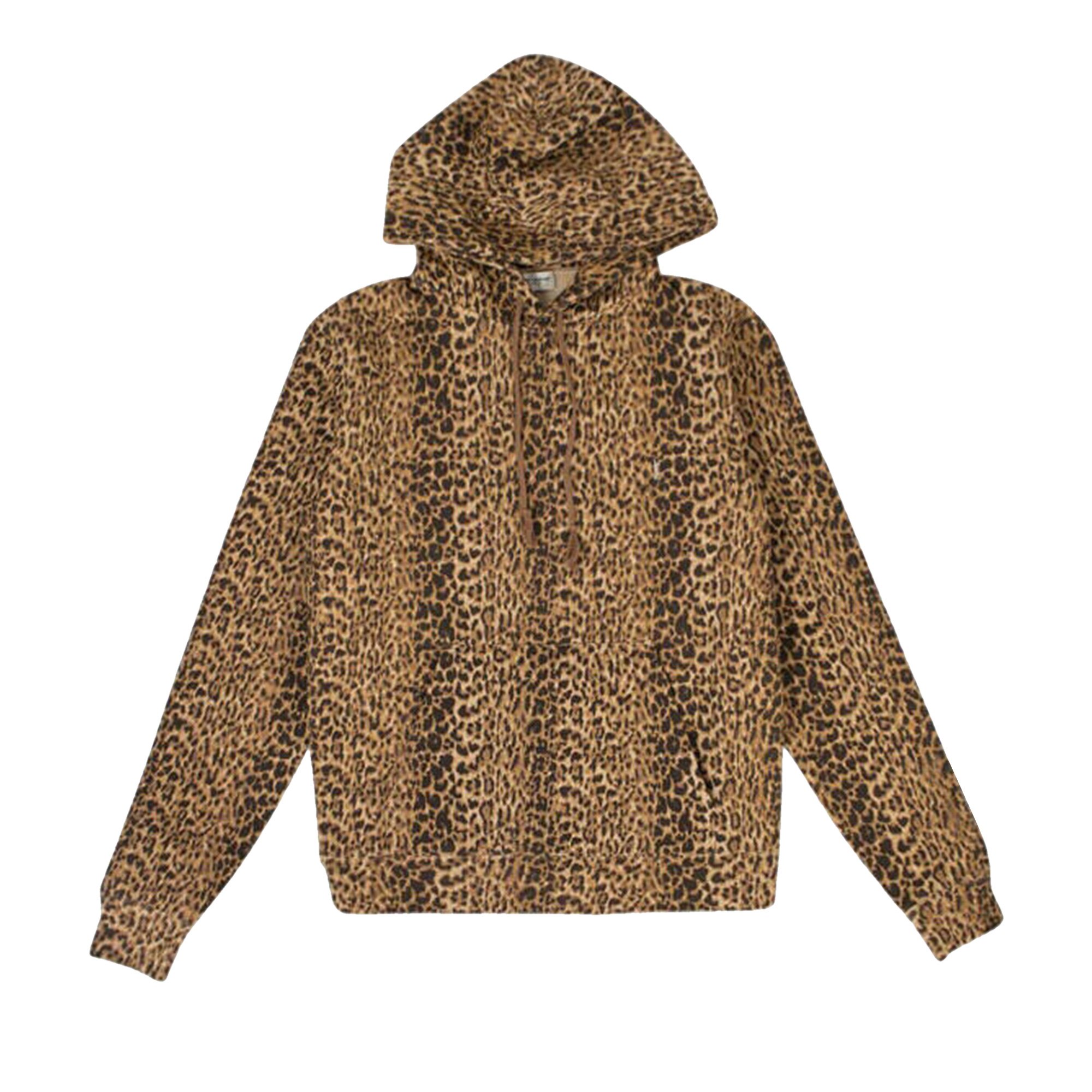 Buy Saint Laurent Leopard Print Monogram Hoodie Sweatshirt 'Camel 