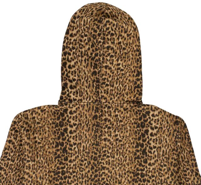 Saint Laurent Leopard Print Monogram Hoodie Sweatshirt Camel
