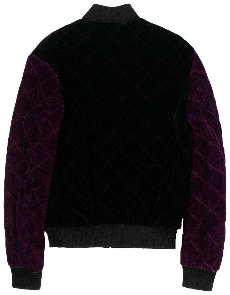 Saint Laurent Velvet Quilted Bomber Jacket Black