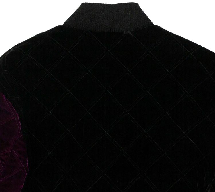 Saint Laurent Velvet Quilted Bomber Jacket Black