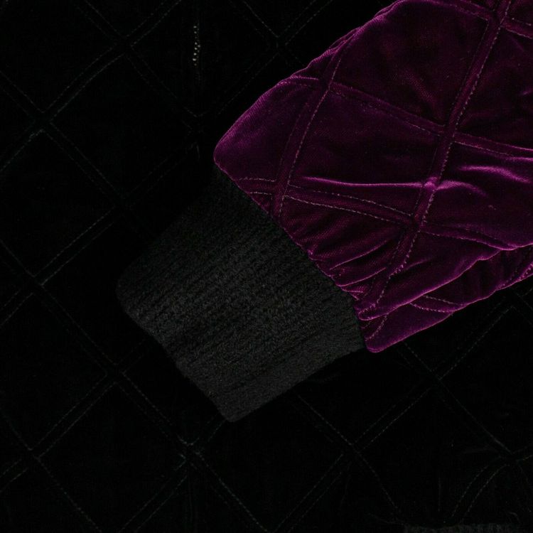 Saint Laurent Velvet Quilted Bomber Jacket Black