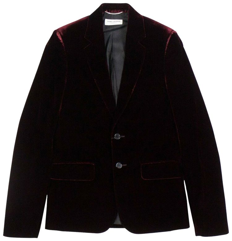 Saint Laurent Velvet Classic Suit Jacket Burgundy