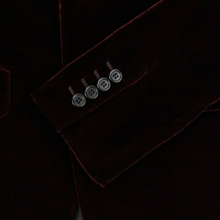 Saint Laurent Velvet Classic Suit Jacket Burgundy