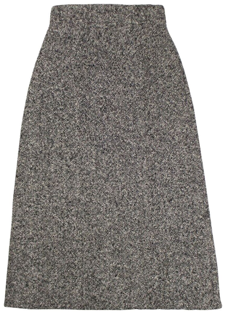 Saint Laurent Wool A Line Mid Length Skirt BlackWhite