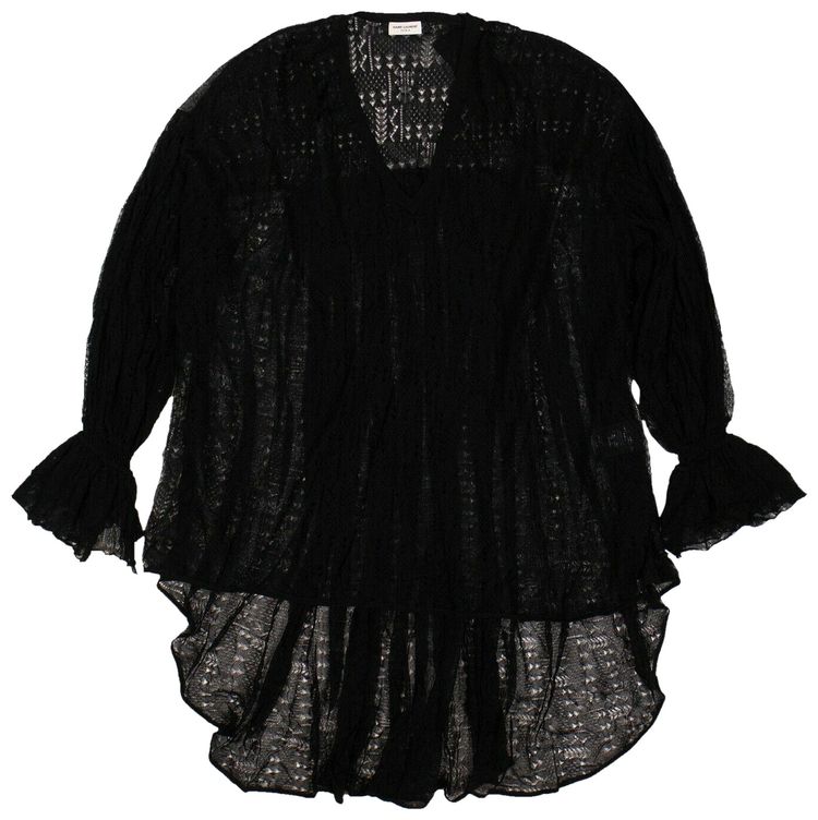 Saint Laurent Sheer Oversize Blouse Shirt Black