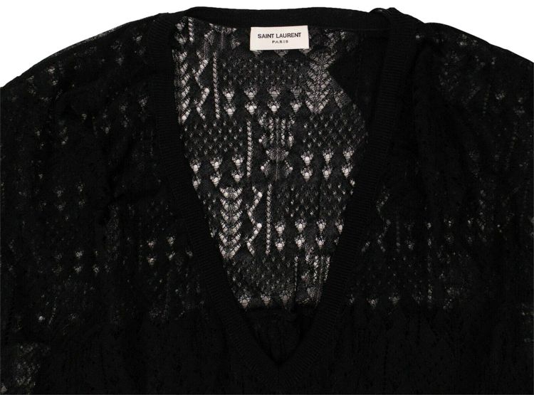 Saint Laurent Sheer Oversize Blouse Shirt Black