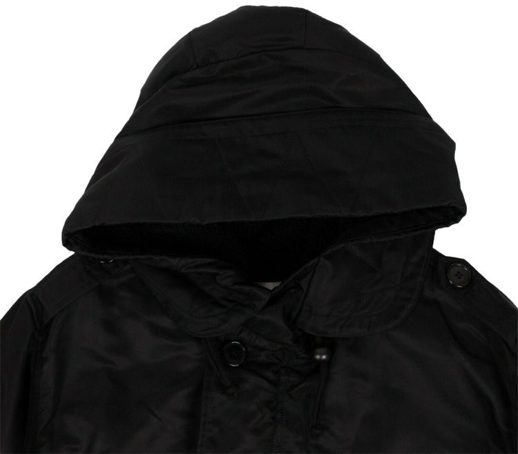 Saint Laurent Belted Parka Long Coat Black