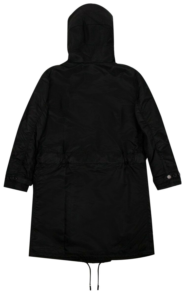 Saint Laurent Belted Parka Long Coat Black